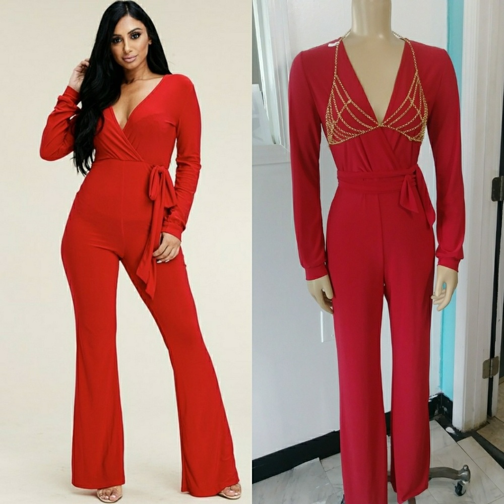 Red long sleeve jumpsuit